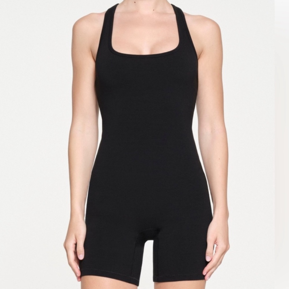 SKIMS Black cotton rib onesie